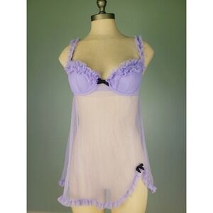 Y2K Victoria's Secret 34B Babydoll Lilac Purple Ruffles Fairycore Whimsy It Girl